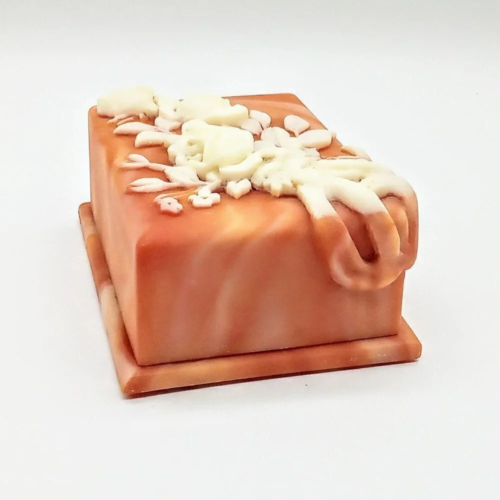 Hand-Carved Incolay Rose Stone Covered Box